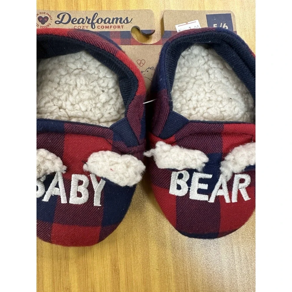 BABY BEAR Dearfoams Cozy Comfort Slippers w/ Ears Size 5/6 Limited Edition NEW!